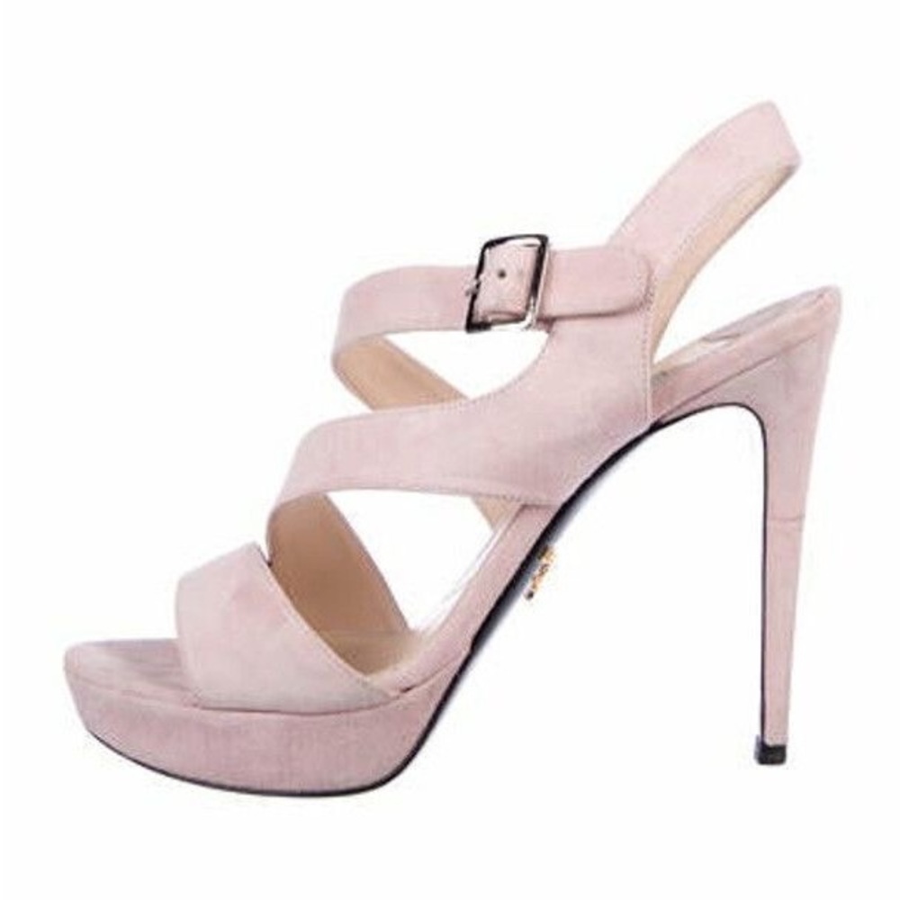 PRADA - Suede Sandal Heels - Pink